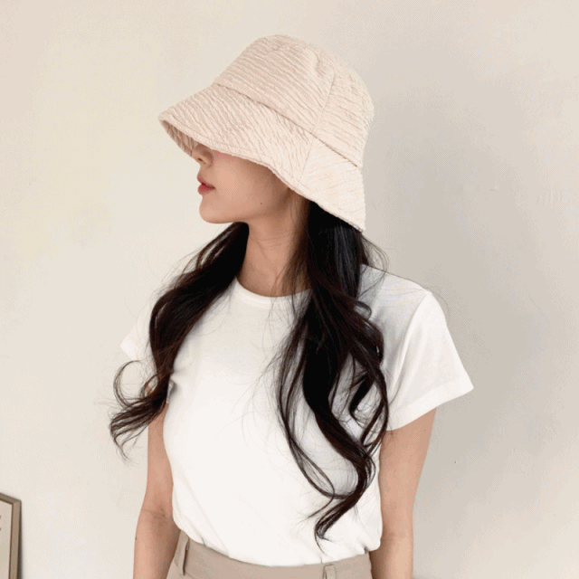 [핏예쁨] 스플릿 엠보 자외선차단 버킷햇 벙거지 모자 2color